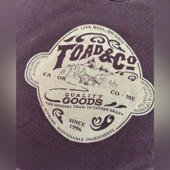 Toad‎ & Co. Men’s Crew Cotton Tee. Black/Green. Medium. - Picture 4 of 4